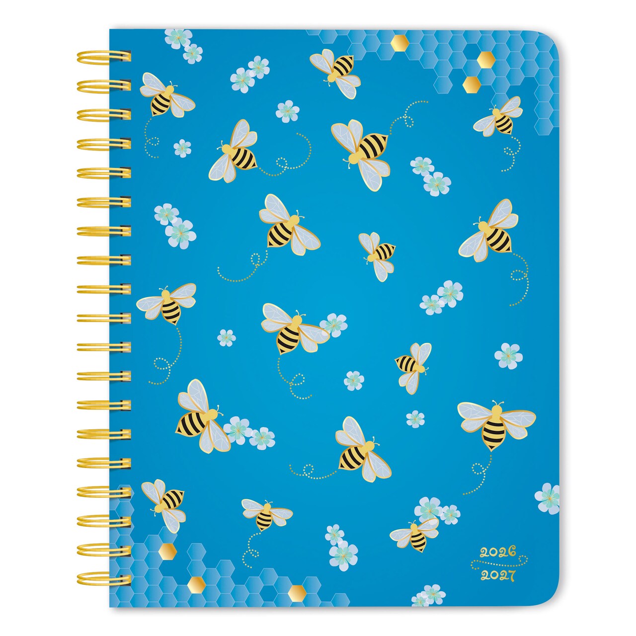 Busy Bees | 2027 6 x 7.75 Inch 18 Months Weekly Desk Planner | Foil Stamped Cover | July 2026 - December 2027 | Plato | Planning Stationery